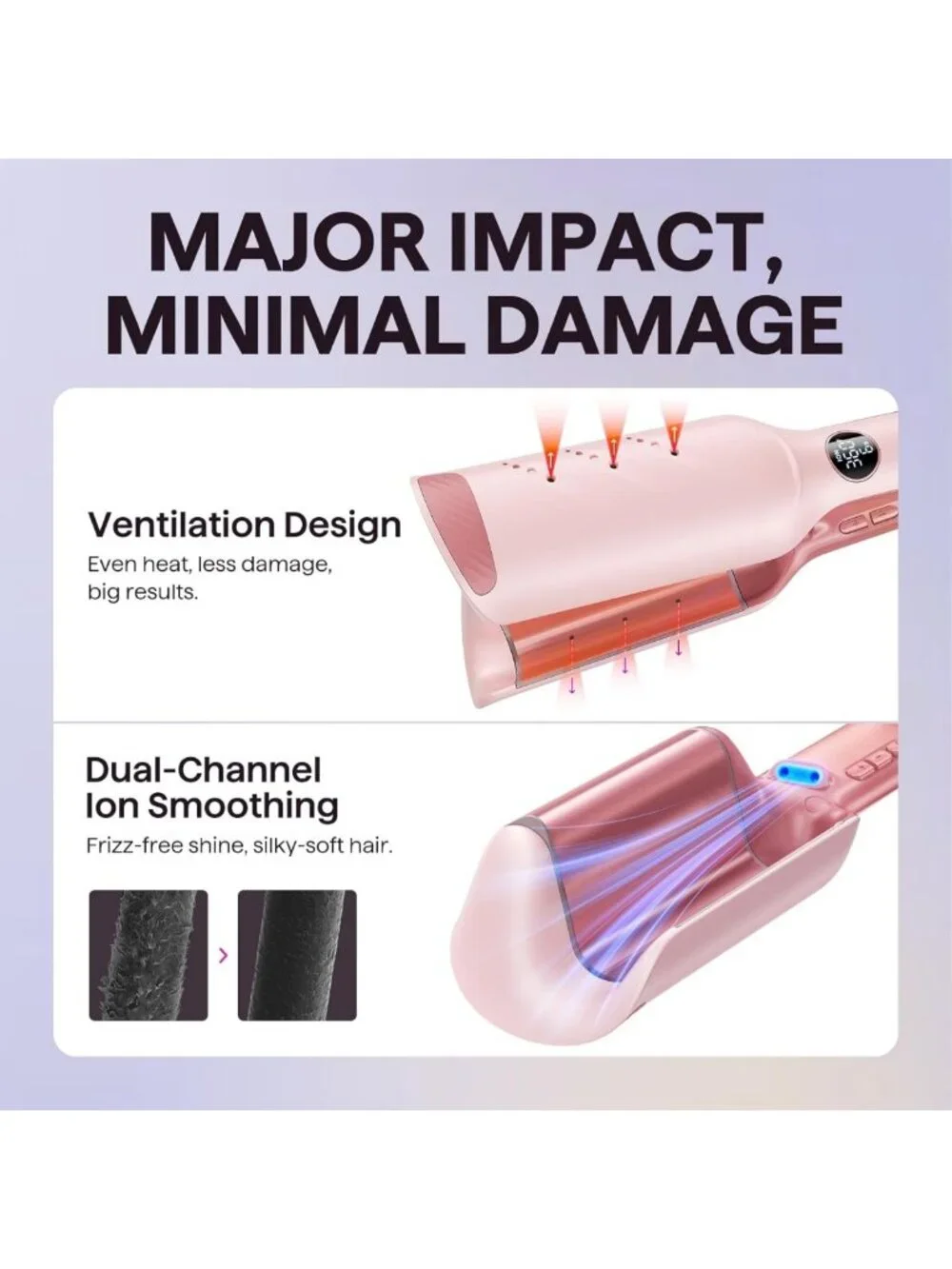 Ionic Hair Waver & Crimper for Beach Waves | Less Heat Damage, Frizz Control